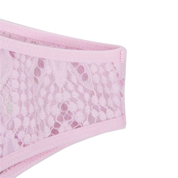 Pink Lace Eyelash One-piece Belt Upper Bra Fine Ne - Picture 3 of 3